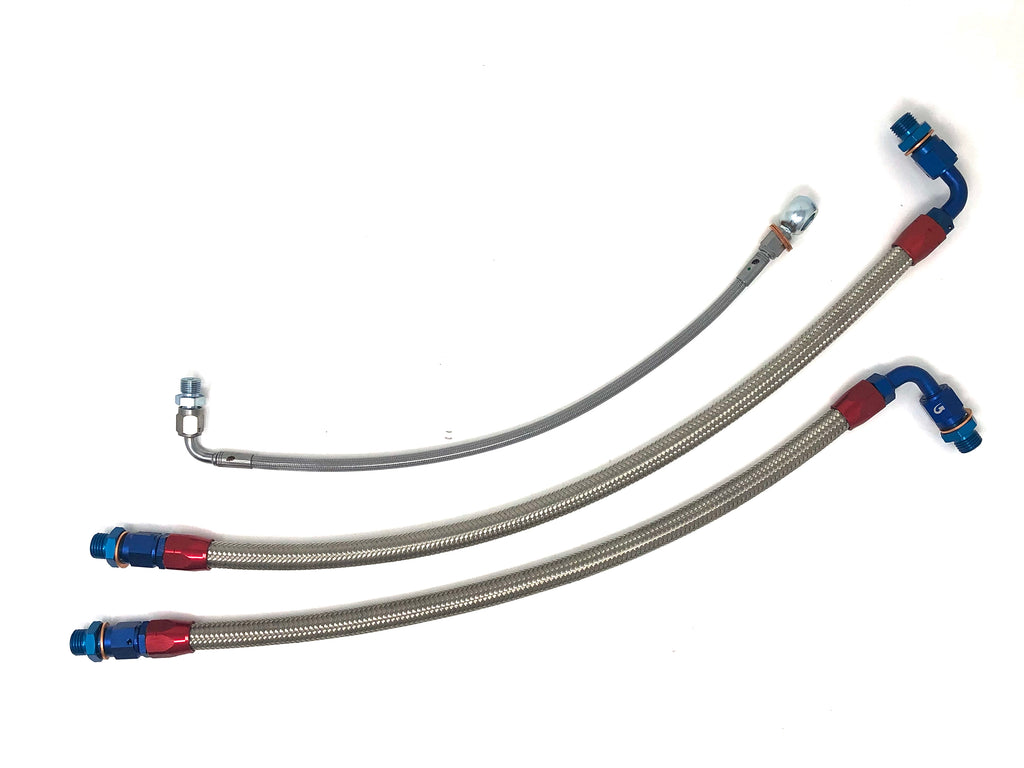 ISR Performance Stainless Steel Braided Turbo Lines Kit For 240SX S14 S15 SR20DET (Bottom Mount)