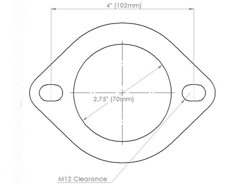 DIFtech Gasket Exhaust Flange 2.75" diameter X 102mm bolt circle Standard 10740 - Diftech